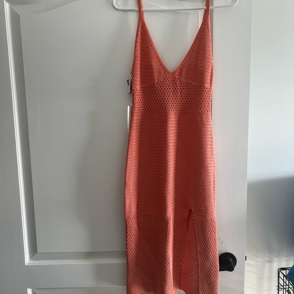 Aritzia Coral Knit Midi Dress